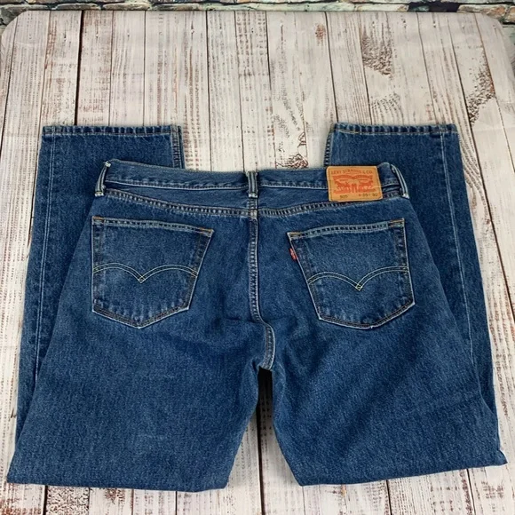 Levis "505" boot cut blue jeans sz 35 x 30 - Picture 15 of 15
